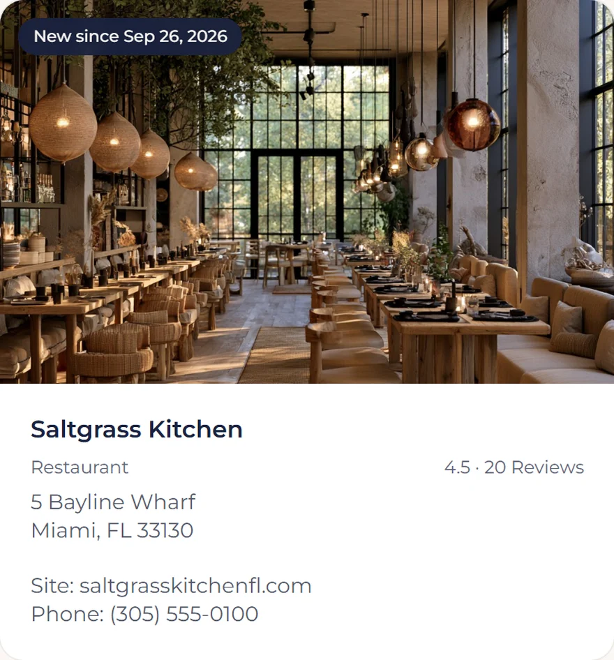 A newly opened restaurant on the weekly list
